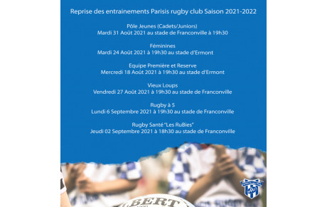 Reprise des entrainements saison 2021-2022