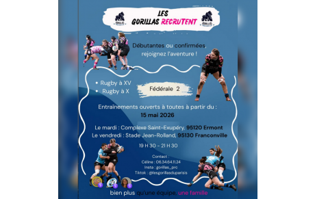 les Gorillas recrutent  La saison prochaine se prépare dès maintenant…